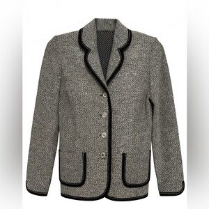 VTG*St.John Collection Tweed Blazer Black Trim,Beatiful 4 buttons closure~Size:4